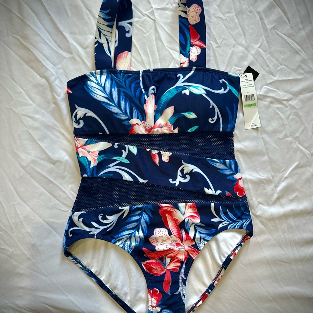 Carmen Marc Valvo Maritime One Piece Swimsuit Sz 8 NWT